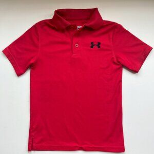 Boys Red Under Armour Polo Shirt Size Small